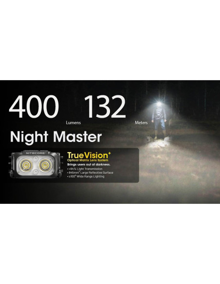 Linterna Frontal Nitecore NU25 MCT UL 400 Lúmenes Recargable