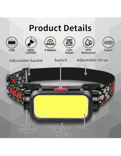 Linterna Frontal LED Northlet 1500 Lúmenes Recargable 4 Modos 2