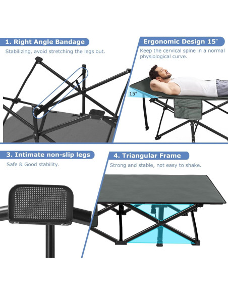 Cama de Camping Plegable ZENPETIO 227 kg con Colchón Grueso