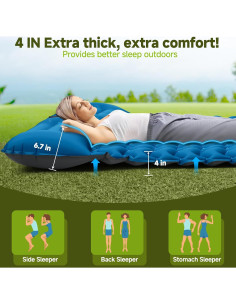 Colchón Inflable Seektain 200x130 cm con Bomba de Pie 10 cm 2