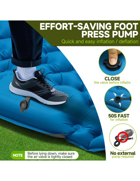 Colchón Inflable Seektain 200x130 cm con Bomba de Pie 10 cm