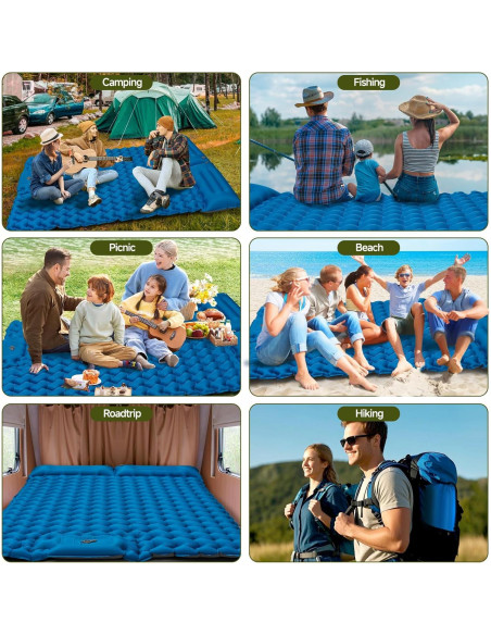 Colchón Inflable Seektain 200x130 cm con Bomba de Pie 10 cm