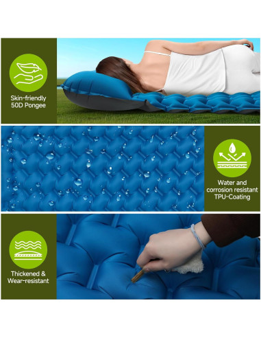 Colchón Inflable Seektain 200x130 cm con Bomba de Pie 10 cm