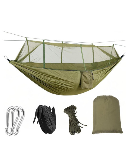 Hamaca de Camping DQ con Red Antimosquitos Verde 260.9x139.7cm Hamaca de Camping DQ con Red Antimosquitos Verde 260.9x139.7cm
