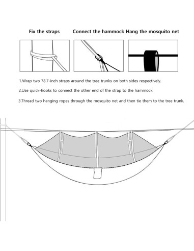 Hamaca de Camping DQ con Red Antimosquitos Verde 260.9x139.7cm