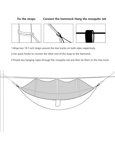 Hamaca de Camping DQ con Red Antimosquitos Verde 260.9x139.7cm Hamaca de Camping DQ con Red Antimosquitos Verde 260.9x139.7cm
