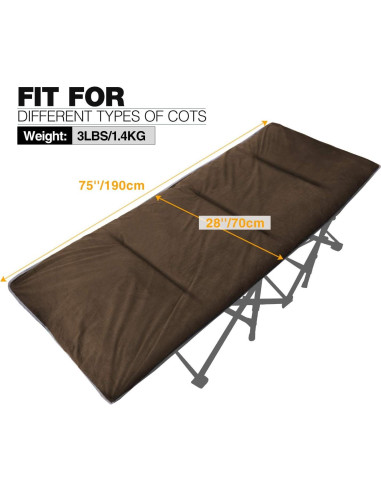 Almohadilla de Cama Plegable REDCAMP 190.5x73.7cm Algodón Marrón