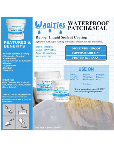 Sellador Impermeable Transparente 2L Wadities para Paredes y Techos