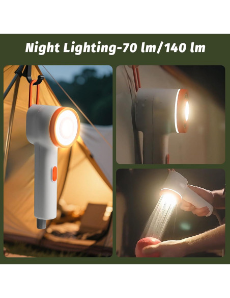 Ducha de Camping Portátil Clirass Vibe 2500mAh IPX6 con Luz