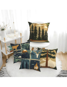 Conjunto de 4 Fundas de Cojín Decorativas Oso Ciervo 45x45 cm 2
