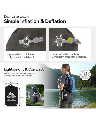 Almohada Inflable MARCHWAY para Camping y Viajes - Gris