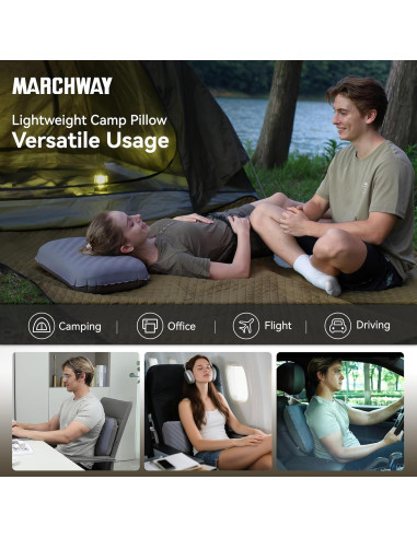Almohada Inflable MARCHWAY para Camping y Viajes - Gris