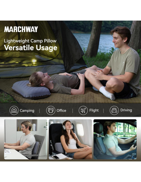 Almohada Inflable MARCHWAY para Camping y Viajes - Gris
