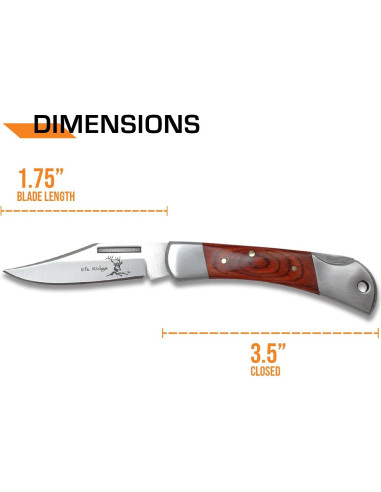 Cuchillo Plegable Elk Ridge 5.7 cm Acero Inoxidable y Madera