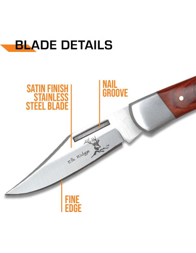 Cuchillo Plegable Elk Ridge 5.7 cm Acero Inoxidable y Madera