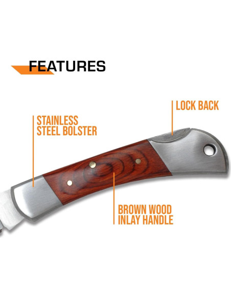 Cuchillo Plegable Elk Ridge 5.7 cm Acero Inoxidable y Madera