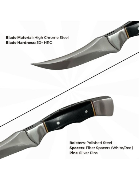 Cuchillo de Caza Fijo Genérico 20.32 cm Hoja Afilada con Funda