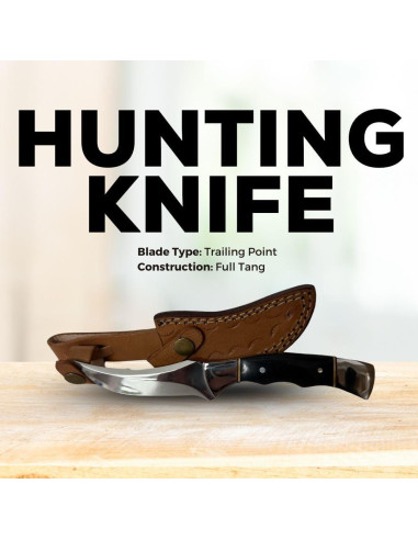 Cuchillo de Caza Fijo Genérico 20.32 cm Hoja Afilada con Funda