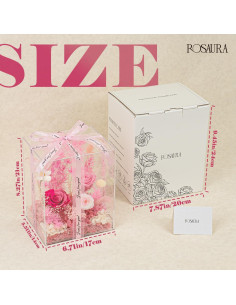 Caja de Exhibición Acrílica Rosaura con Flores Eternas 17.78x15.24 cm 2