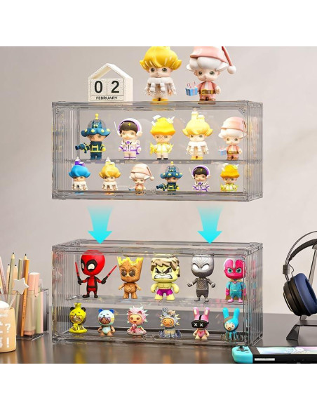 Caja de Exhibición Acrílica KHNR 2 Capas con Puerta Magnética