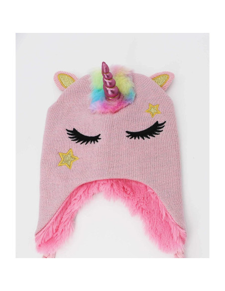 Gorro de Invierno para Niñas Unicornio Brillante Talla Única