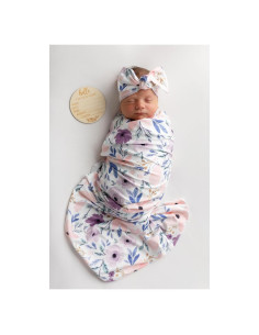 Manta Envueltoria para Bebé Vollmic Floral Rosa y Morado 80x80cm