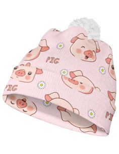 Gorro de Invierno para Bebés Yruonazao con Pompon - Cerdo Lindo 2