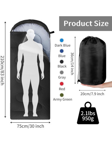 Paquete de 6 Sacos de Dormir Tewloss Algodón 4 Estaciones 210x76cm