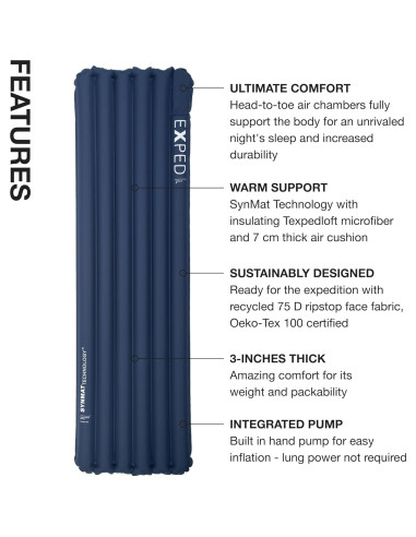 Almohadilla de Dormir Exped Versa 4R - 15 Grados, Azul Marino