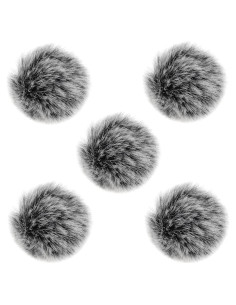 5 Muff de Viento para Micrófono Lavalier Gris 8mm Piel Sintética