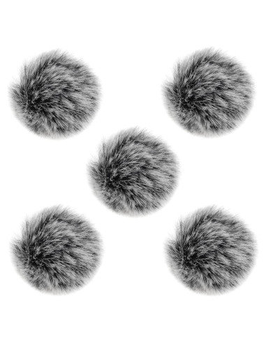 5 Muff de Viento para Micrófono Lavalier Gris 8mm Piel Sintética