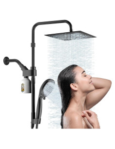 Cabezal de Ducha Doble MIAOHUI 10" Filtrado 7 Modos Negro