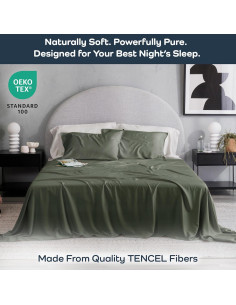 Juego de Sábanas Queen Olive + Crate Eucalipto Tencel Hipoalergénico 2
