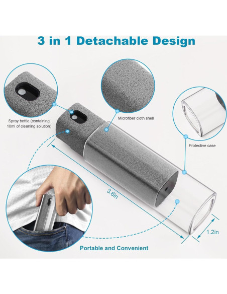 Limpiador de Pantallas 3-en-1 Acuvar con Spray y Paño Microfibra