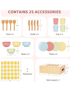 Juego de cocina de madera OOOK 25 PCS para niños 3+ años 2