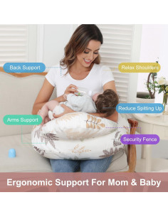 Almohada de Lactancia Lurui con Funda de Algodón Ajustable 2