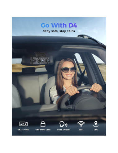 Cámara Dash 4K Freexar D4 360 4 Canales GPS Wi-Fi 128GB