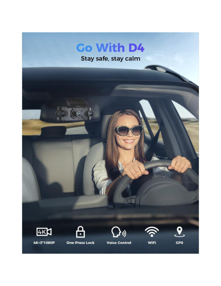 Cámara Dash 4K Freexar D4 360 4 Canales GPS Wi-Fi 128GB