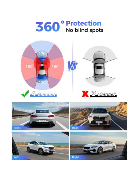 Cámara Dash 4K Freexar D4 360 4 Canales GPS Wi-Fi 128GB