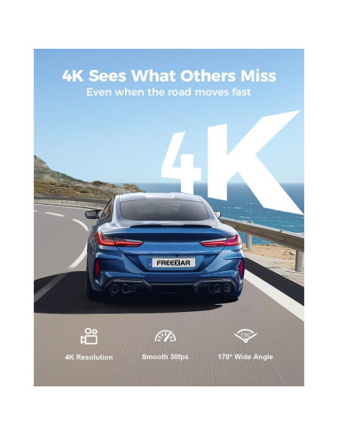 Cámara Dash 4K Freexar D4 360 4 Canales GPS Wi-Fi 128GB