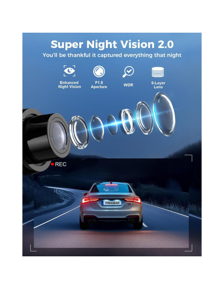 Cámara Dash 4K Freexar D4 360 4 Canales GPS Wi-Fi 128GB