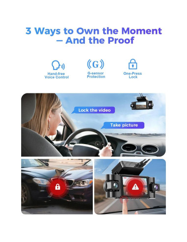 Cámara Dash 4K Freexar D4 360 4 Canales GPS Wi-Fi 128GB