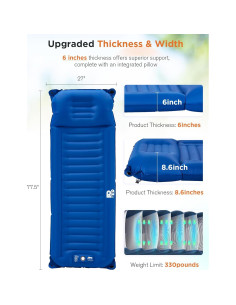 Colchoneta Autoinflable BUPPLEE 6" con Almohada y Bomba 2