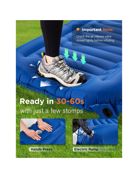 Colchoneta Autoinflable BUPPLEE 6" con Almohada y Bomba