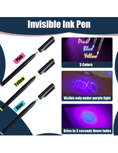 Bolígrafos de Tinta Invisible con Luz UV KLUMUKE - 3 Piezas 2