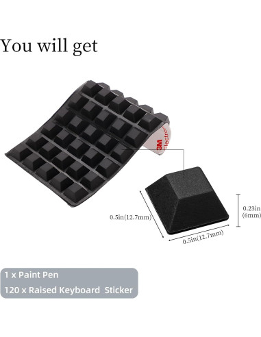 120 Calcomanías Elevadas para Teclado VEINARDYL - Negro Trapezoidal