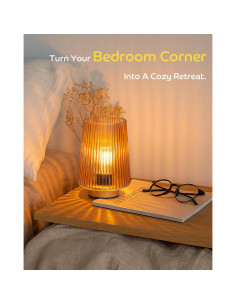 Lámpara de mesa a pilas LUSHARBOR ámbar 2 unidades con temporizador 2