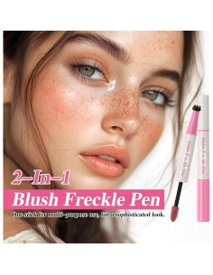 Bolígrafo de Maquillaje 2 en 1 Funtigee - Pecas Marrón Claro y Rubor Rosa Suave 2