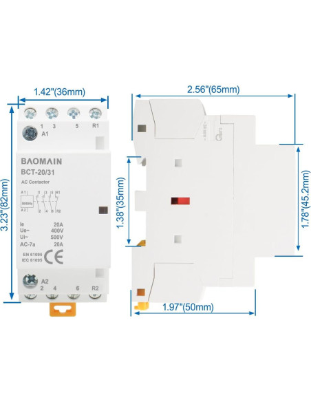 Contactores Modulares Baomain 24V AC 20A 4 Polos DIN BCT-20/31