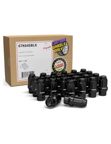 Tuercas de Rueda 24 Pcs M12x1.5 Negras ET Bulge Acorn